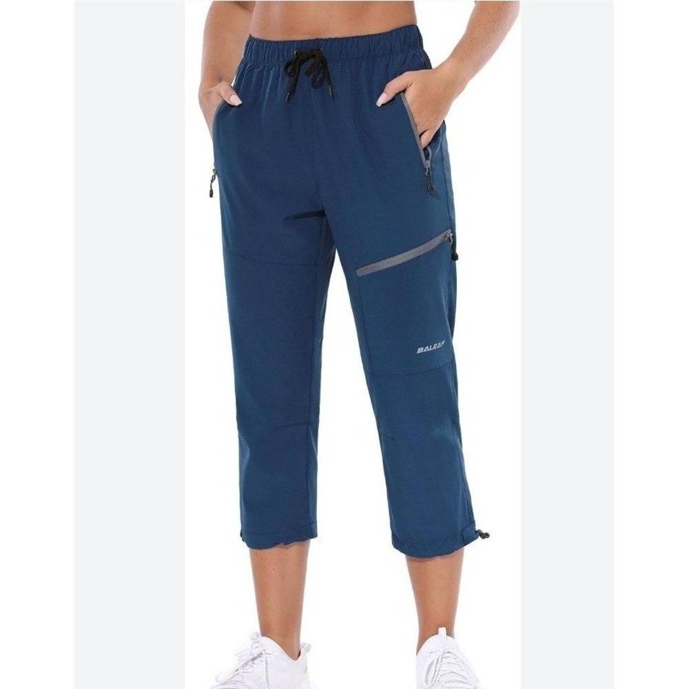 Baleaf Capri Hiking Pants Womens Medium Blue New Athletic Outdoor Zip Pockets